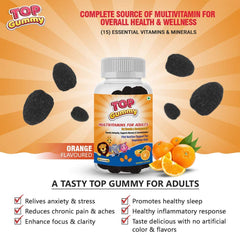 Top Gummy Multivitamin Gummies For Adults - 30 Gummies Orange Flavor & Melatonin 10mg - 30 Gummies Strawberry Flavour