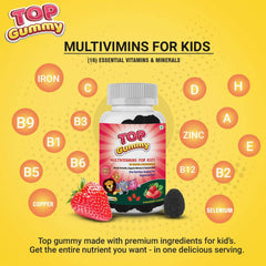 Top Gummy Multivitamins for Kids with 16 Vitamins & Minerals - Kids Growth, Development & Immunity | Kids Health | Gluten, Soy & Dairy Free - 30 Gummies (Strawberry Flavor) (Pack of 5)