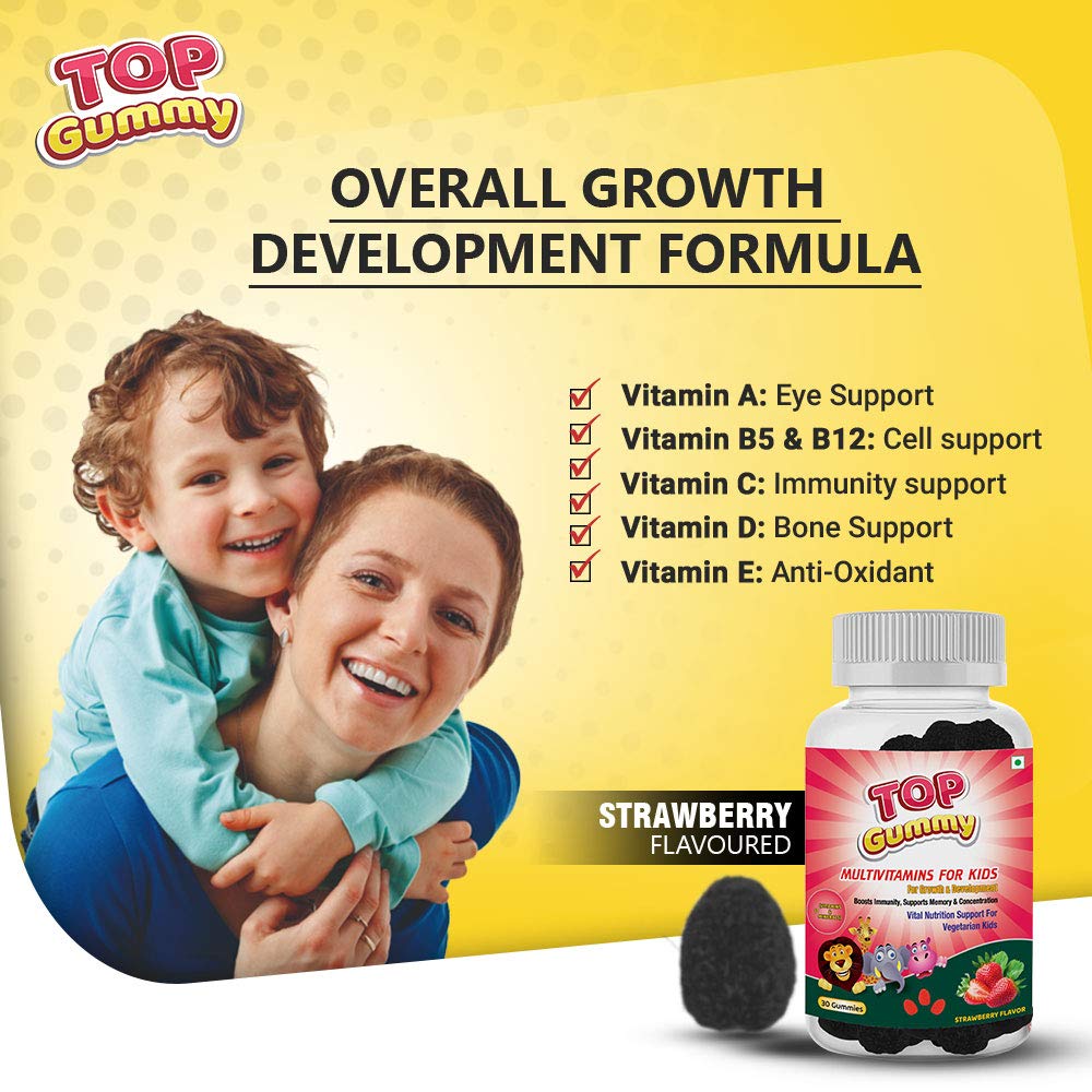 Top Gummy Multivitamins for Kids with 16 Vitamins & Minerals - Kids Growth, Development & Immunity | Kids Health | Gluten, Soy & Dairy Free - 30 Gummies (Strawberry Flavor)